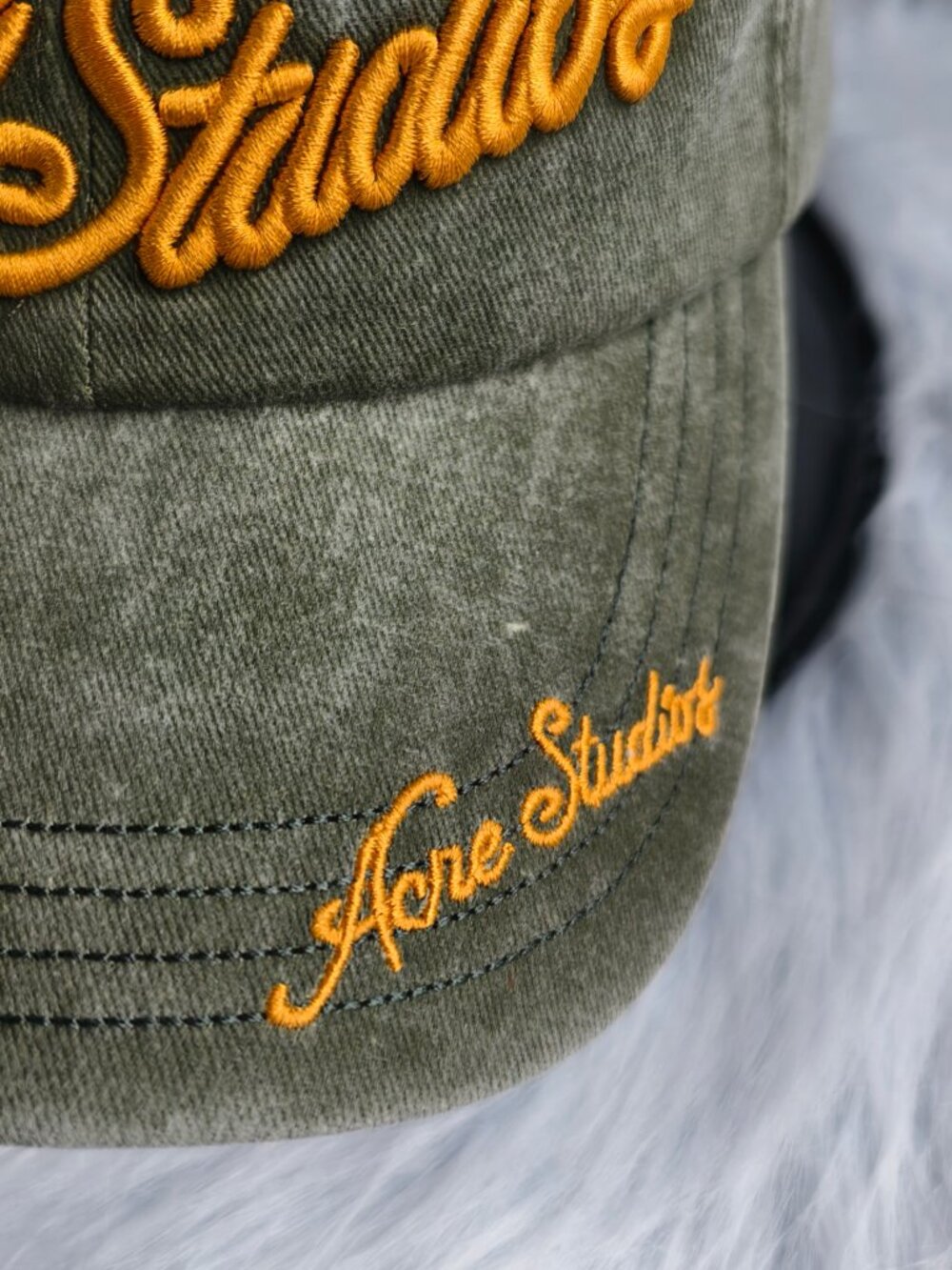 Acne Studios - Washed Green - Baseball Cap - Yellow embroidered logo - Picture 3 of 5